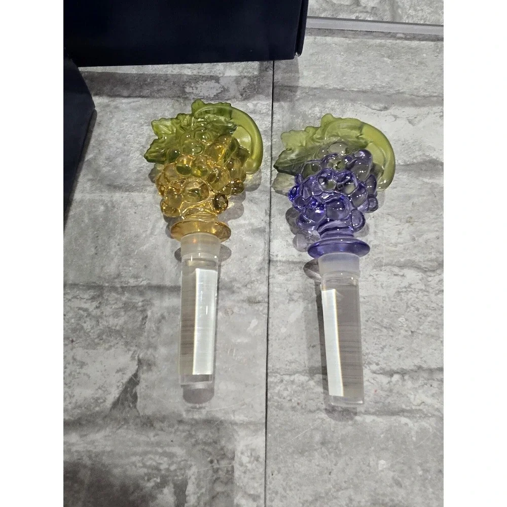 Mikasa Wine Bottle Stoppers‎ In Original Box Set of 2 Chablis Blown Glass Purple